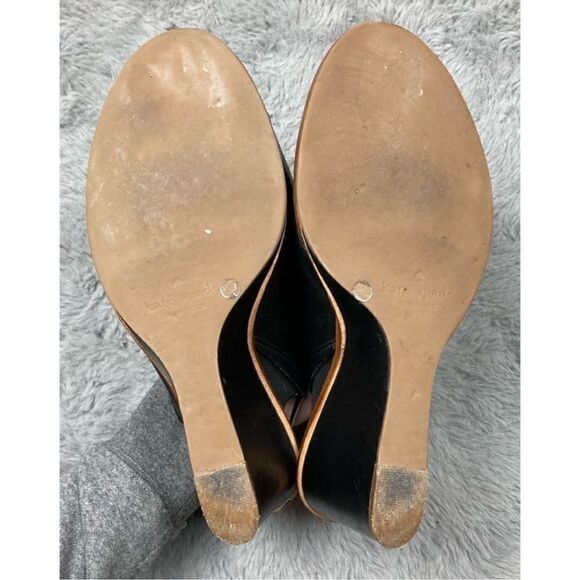 Kate spade Nilena black leather sling back wedge sandals - Picture 8 of 10